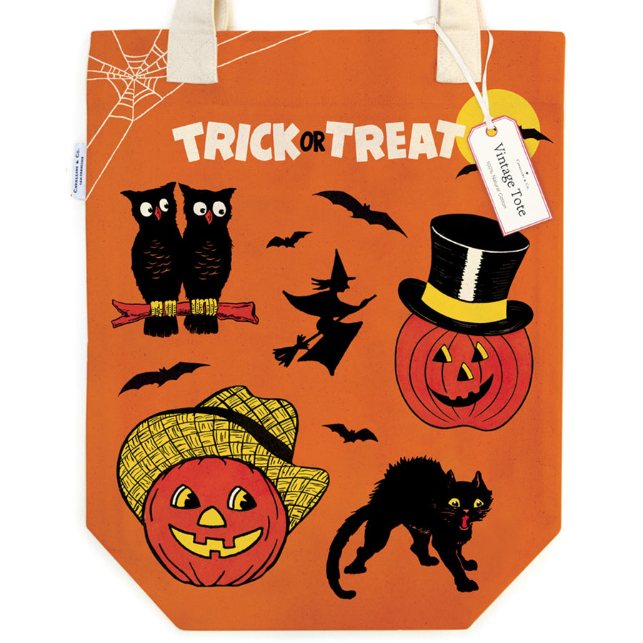 Trick or Treat Retro Halloween Canvas Tote