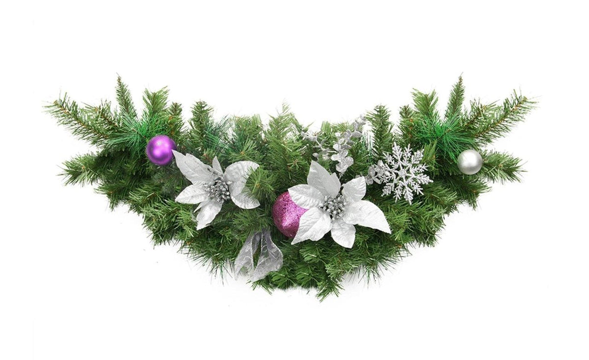 30 inch Pre-Decorated Silver Poinsettia - Unlit