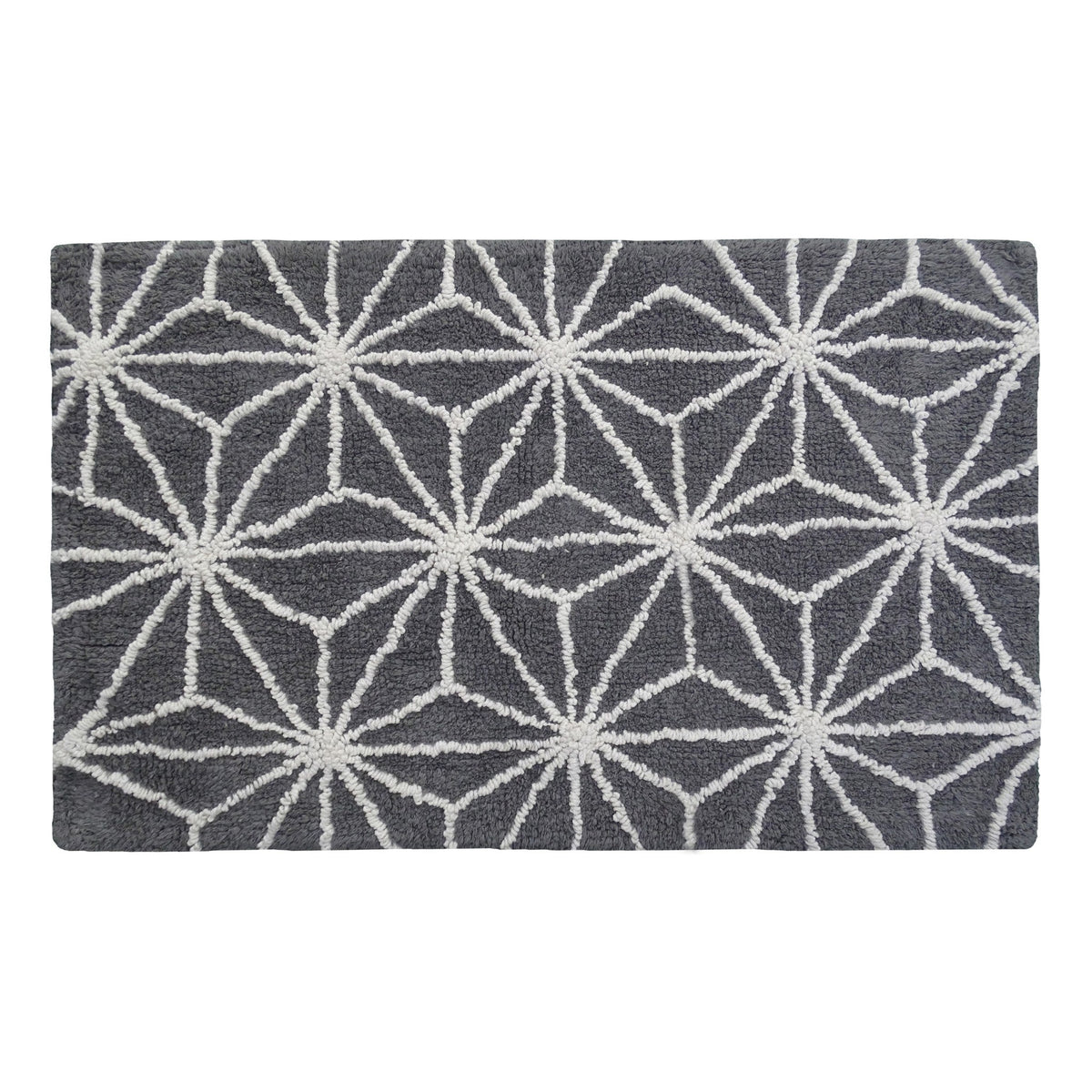 Vibhsa Bath Rug Geometric Pattern in Grey & Ivory