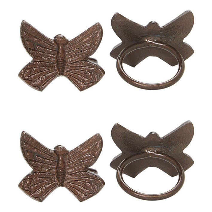 Vibhsa Antique Butterfly Napkin Rings | Set of 4, Handcrafted Aluminum