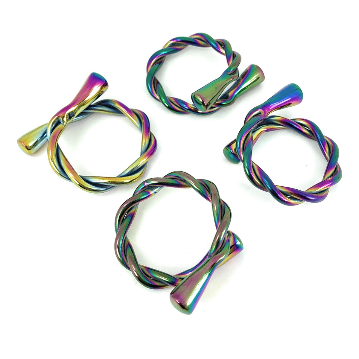 Vibhsa Rainbow Twisted Napkin Rings | Set of 4, Dishwasher Safe, Stainless Steel