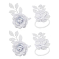 Vibhsa White Rose Napkin Rings | Set of 4