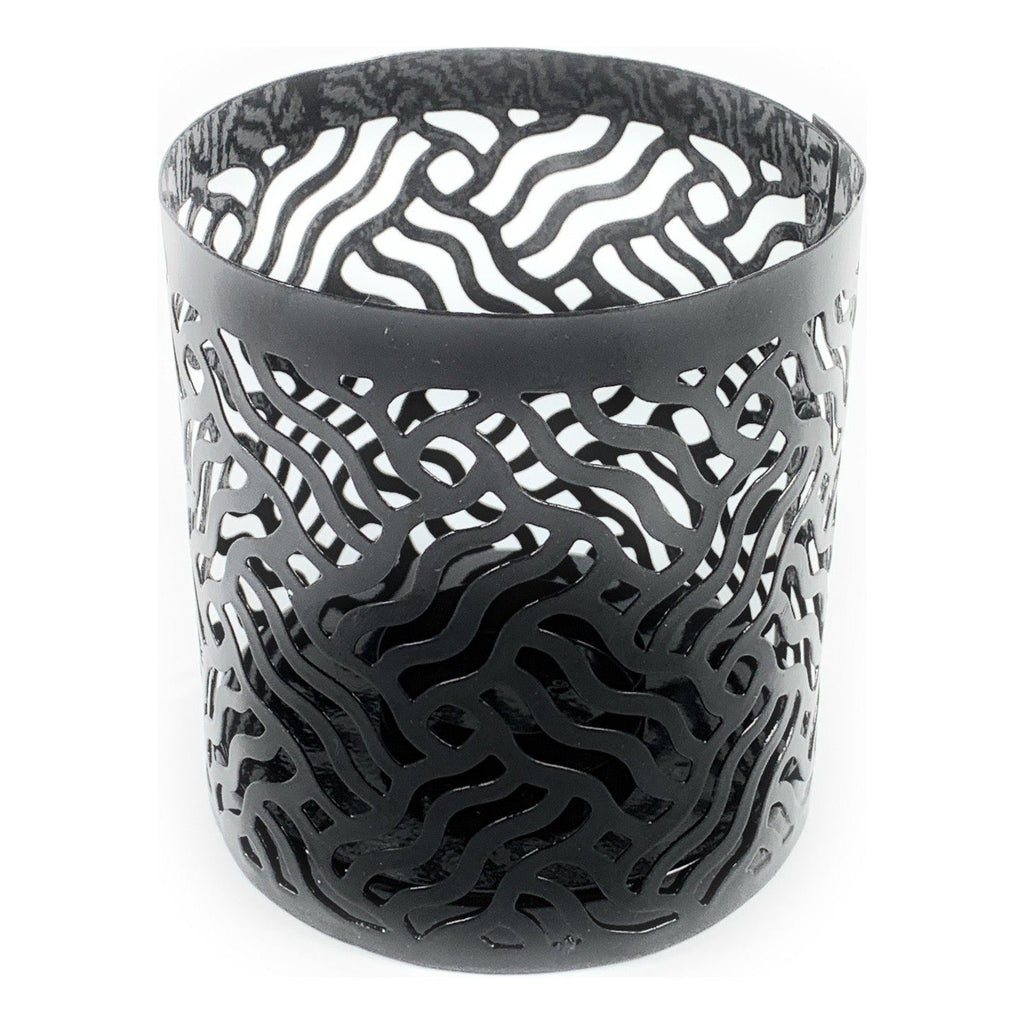 Vibhsa Votive Candle Holders | Set of 2, Grey, Laser-Cut Design
