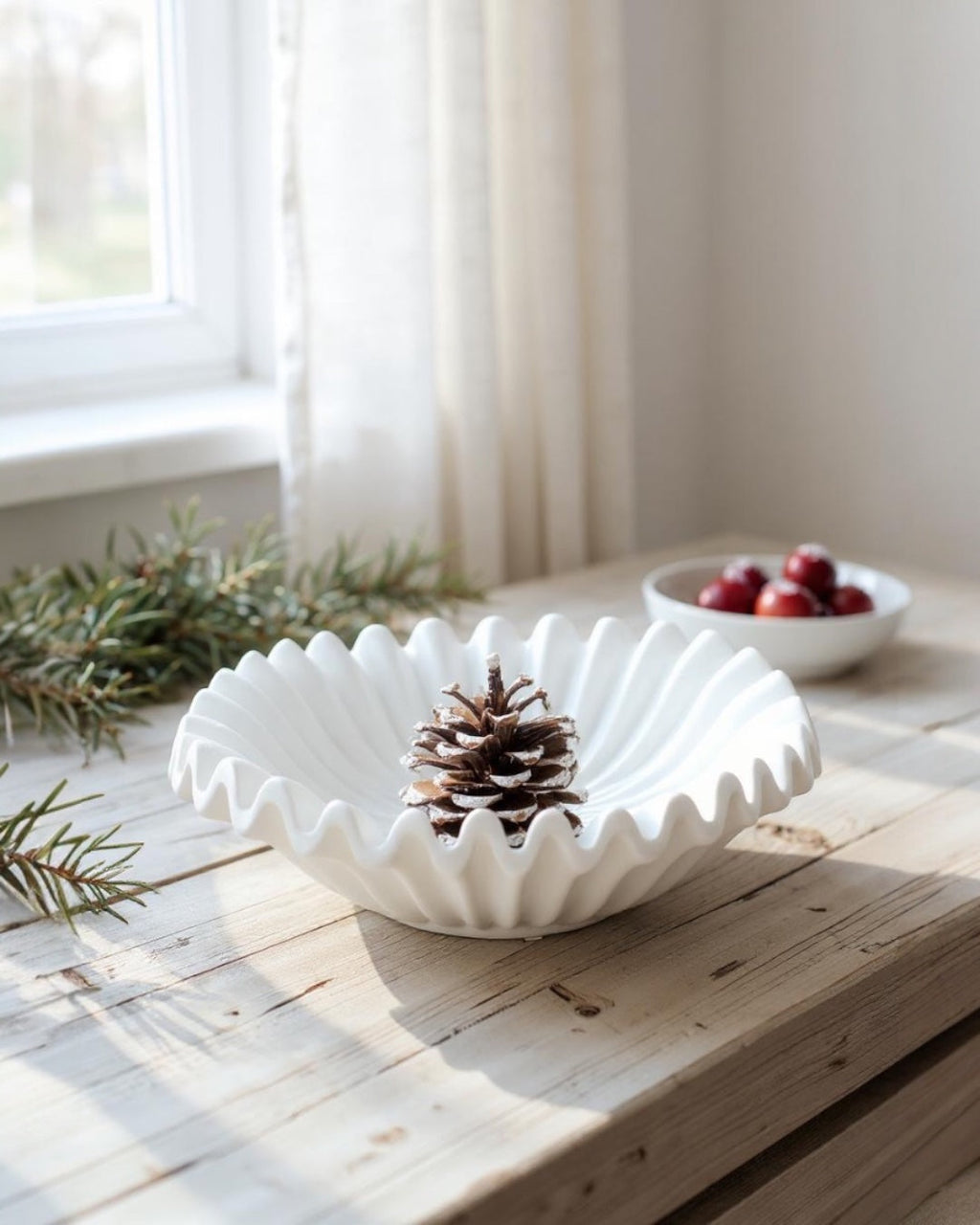 Matte White Ripple Ceramic Decorative Dish | 2 Sizes