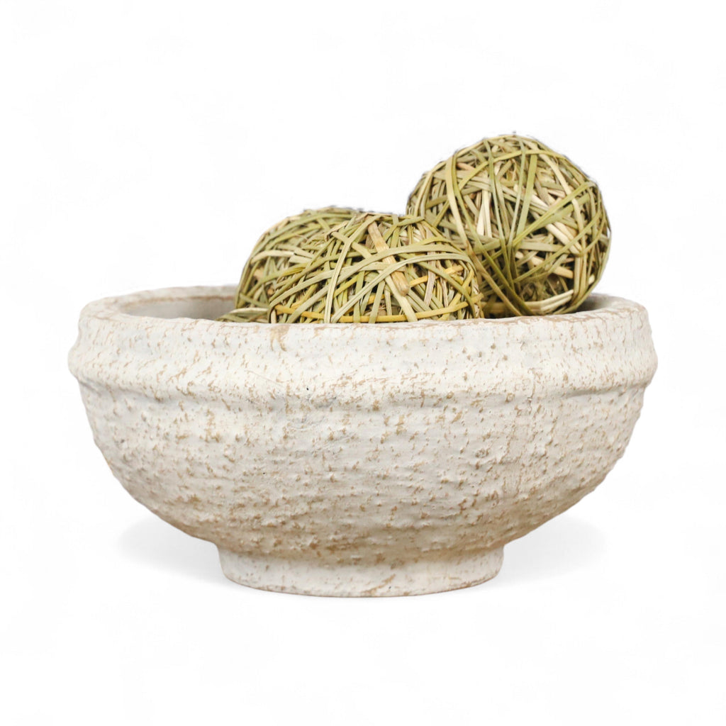 Whitewashed Textured Terra Cotta Decorative Bowl