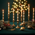 Cream & Gold Unscented Taper Candle Set of 2